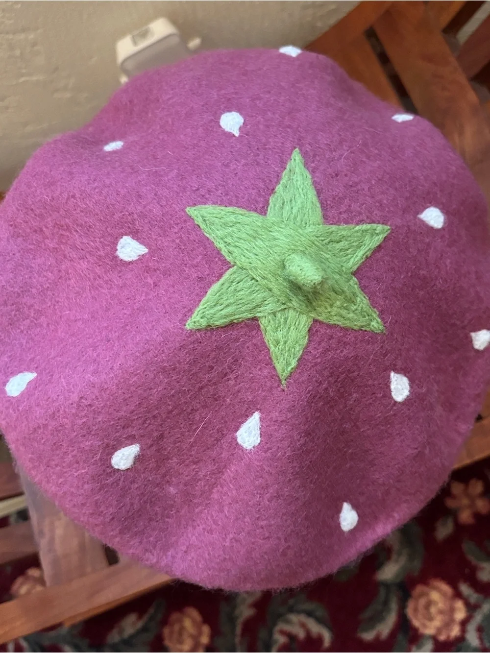 Raspberry Beret - Handmade Felted Wool French Beret Hat Made in Tasmania O/S